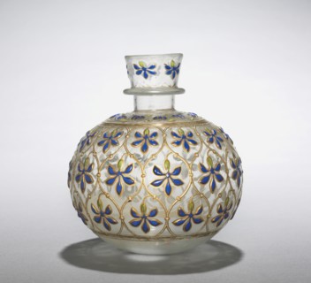 Hookah bowl, early 1700s. India, Mughal Dynasty (1526-1756). Glass with colored enamel and gilding;