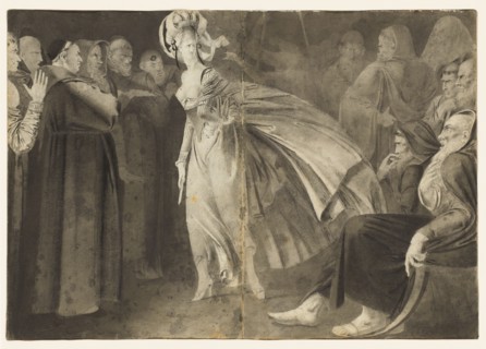 Woman Standing among the Friars (recto) Sketches of Heads (verso, left); Two Women (verso, right),