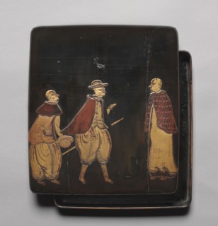 Writing Box with Decoration of Foreigners ("Southern Barbarians'), c. 1600. Japan, Momoyama Period