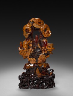 Bodhisattva Guanyin Seated in a Rock Grove, 1675-1700. China, Qing dynasty (1644-1911). Opaque