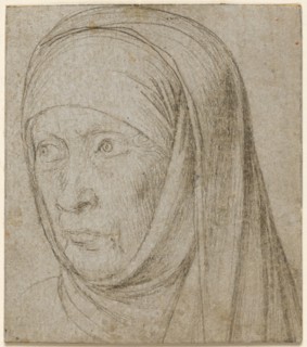 Head of an Old Woman, c. 1500. Hans Holbein (German, c. 1465-1524). Silverpoint; traces of framing