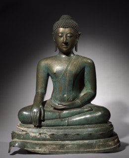 Seated Buddha, c. 1400s. Thailand, Chiang Mai, Chiengsen Period, 15th Century. Bronze; overall: 85