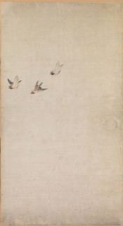Puppies, Sparrows and Chrysanthemums, 1754-1799. Nagasawa Rosetsu (Japanese, 1754-1799). Fusuma