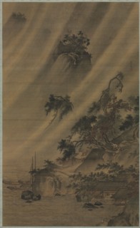River Village in a Rainstorm, c. 1480-1507. Lu Wenying (Chinese). Hanging scroll, ink and slight