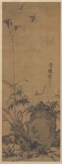 Lily and Butterflies, 1300s. Liu Shanshou (Chinese, active 1300s). Hanging scroll, ink on silk;