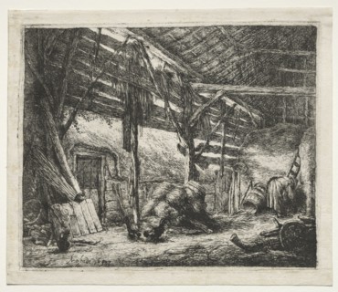 The Barn, 1647. Adriaen van Ostade (Dutch, 1610-1684). Etching