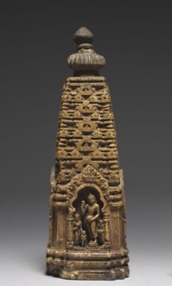 Model of the Sikhara of a Buddhist Temple, 900s. India, Bihar, 10th century. Kaolinite; overall: 28