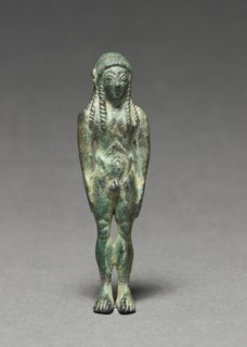 Statuette of a Kouros, 600-500 BC. Italy, Etruscan, 6th Century BC. Bronze; overall: 8.8 cm (3 7/16