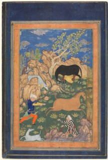 Figure Lassoing a Horse Illustrated Page from an Unidentified Manuscript (recto), 1400s-1500s.