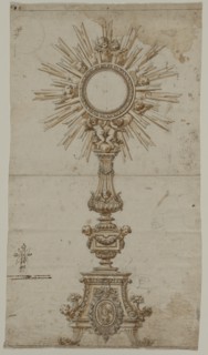 Design for a Monstrance, 1600s. Anonymous. Pen and brown ink (ruled in places) and brush and brown