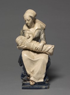 Figure of the Nurse, early 1600s. Attributed to Claude Bertélémy de Blénod (French). Faience with