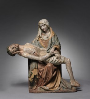 Vesperbild (Pietà), c. 1420. Master of Grosslobming (Austrian). Painted cast stone; overall: 94 x