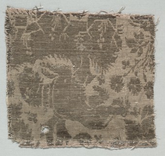 Silk Fragment, 1425-1450. Italy, second quarter of 15th century. Lampas weave, silk and gold
