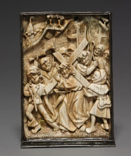 Plaque: Christ Carrying the Cross, c. 1480-1500. Germany, Lower Rhine, late 15th Century. Ivory