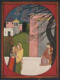 The Lovelorn Heroine.  page from a 'Sat Sai' of Bihari, 1780-1790. India, Pahari Hills, Garhwal