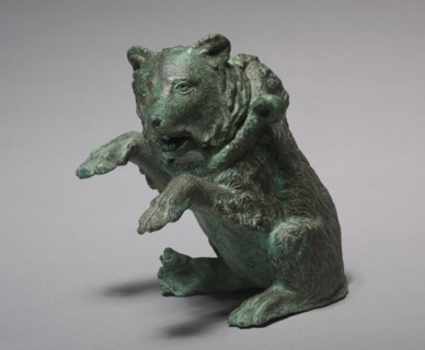 Oil Ampula in the Form of a Dancing Bear, 200s. Italy, Roman, 3rd century. Bronze; overall: 14.6 x