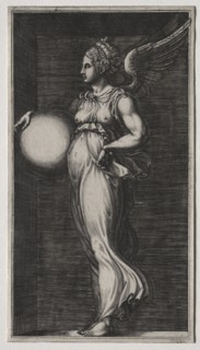 Allegorical Figure Holding a Sphere, mid 1560s. Giorgio Ghisi (Italian, 1520-1582), possibly after