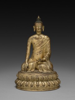 Buddhist Triumphant over Temptation, c. 1300-1320. China, Yuan dynasty (1271-1368). Gilt bronze;
