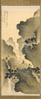 Watching a Waterfall, 1790. Tani Buncho (Japanese, 1763-1841). Hanging scroll; ink and color on