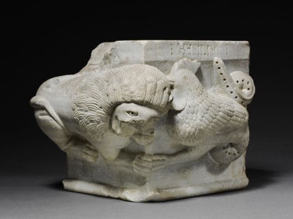 Engaged Capital with a Lion and a Basilisk, 1175-1200. Northern Italy, Emilia (Bologna?), 12th