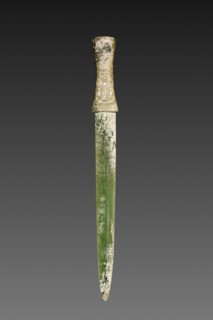 Ceremonial Knife, 1700s. China, Qing dynasty (1644-1911). Green jade, partly clarified; overall: 20