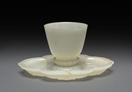 Lotus-shaped Dish and Cup, 1736-1795. China, Qing dynasty (1644-1911), Qianlong reign (1736-1795).