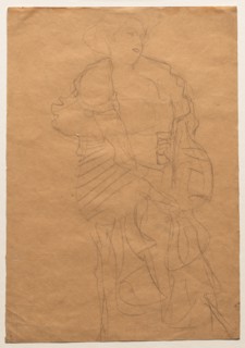 Hermine Gallia, c. 1903. Gustav Klimt (Austrian, 1862-1918). Black chalk; framing lines in graphite