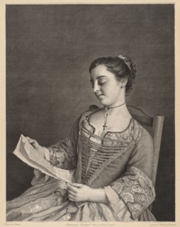Mademoiselle Lavergne Reading. Jean Daulle (French, 1703-1763). Engraving