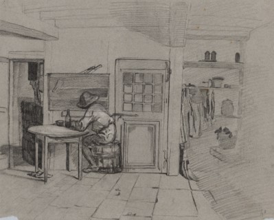 A Farmhouse Interior with a Boy at a Table, c. 1846. Alexandre-Gabriel Decamps (French, 1803-1860).