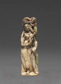 Female Attendant Bearing Fly-Whisk (Chauri), 8th Century. India, Kashmir, 8th century. Ivory;