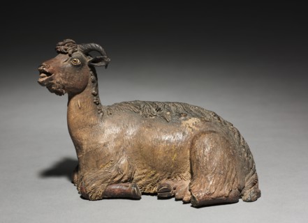 Figure from a Crèche: Sitting Ram, 1780-1830. Italy, Naples, late 18th-early 19th century. Painted