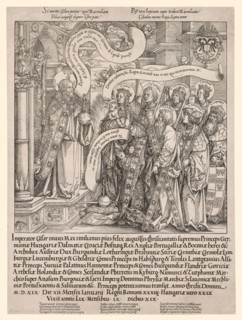 The Emperor Maximilian Presented by His Patron Saints to the Almighty, 1519. Hans Springinklee
