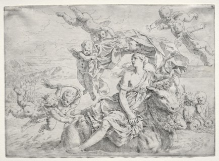 Rape of Europa. Simone Cantarini (Italian, 1612-1648). Etching