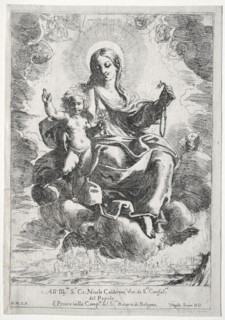 Madonna of the Rosary. Domenico Maria Canuti (Italian, 1620-1684). Etching