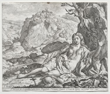 The Penitent Magdalen, 1650. Francesco Cozza (Italian, 1605-1682). Etching