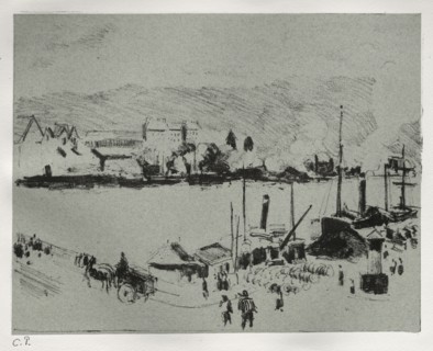 Quai Boieldieu in Rouen, c. 1896. Camille Pissarro (French, 1830-1903). Lithograph