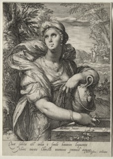 Heroines of the New Testament:  The Woman of Samaria. Jan Saenredam (Dutch, 1565-1607). Engraving