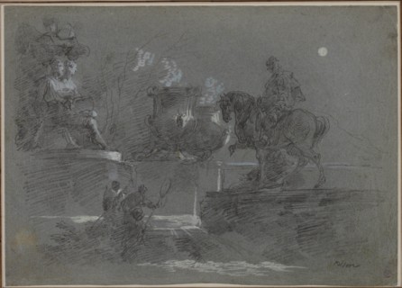Monumental Sculpture in a Moonlit Park, c. 1842?. Giuseppe Bernardino Bison (Italian, 1762-1844).
