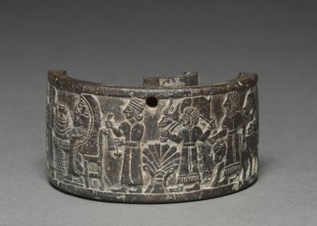 Banquet Pyxis , 800-750 BC. Anatolia, Neo-Hittite, 9th-8th Century BC. Steatite; overall: 5 x 10 cm