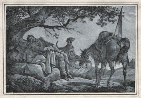 The Sleeping Soldier. Carle Vernet (French, 1758-1836). Lithograph with white gouache added by hand