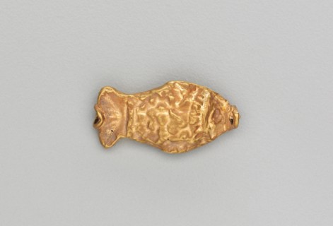 Necklace Bead in the Form of a Fish, 185-72 BC. India, Sunga Period (185-72 BC). Gold repoussé with