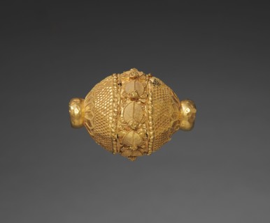 Necklace Bead, 185-72 BC. India, Uttar or Madhya Pradesh, Sunga Period (185-72 BC). Gold; overall: