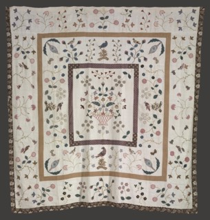 Bedspread, c. 1840. Belinda Ellen Orr. Embroidered linen; overall: 254 x 243.8 cm (100 x 96 in.).