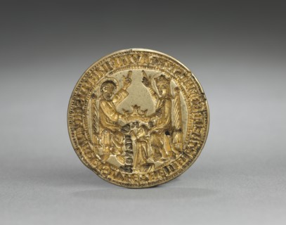 Almond-Shaped Seal: Coronation of the Virgin with a Kneeling Monk, 1300-1400. England or Germany,