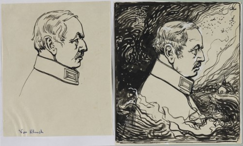 Von Kluck, 1914. Auguste Louis Lepère (French, 1849-1918). Brush and pen and black ink over pencil