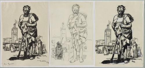 Au Maroc, 1914. Auguste Louis Lepère (French, 1849-1918). Brush and black ink over pencil with
