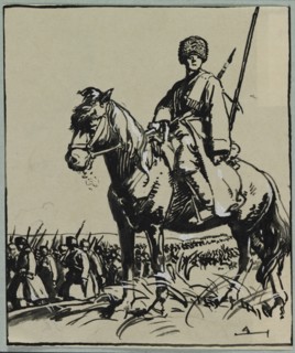 Officier de Cosaques, 1914. Auguste Louis Lepère (French, 1849-1918). Brush and black ink