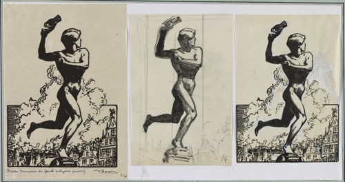 Brado, Vainqueur du géants Antigoras, 1914. Auguste Louis Lepère (French, 1849-1918). Brush and