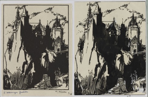 L'Allemagne feedale, 1914. Auguste Louis Lepère (French, 1849-1918). Brush and black ink over