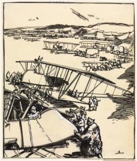 Avions reposant sur le terrain (recto and verso), 1914. Auguste Louis Lepère (French, 1849-1918).